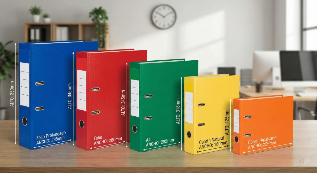 Guía y medidas de los distintos tamaños de archivadores