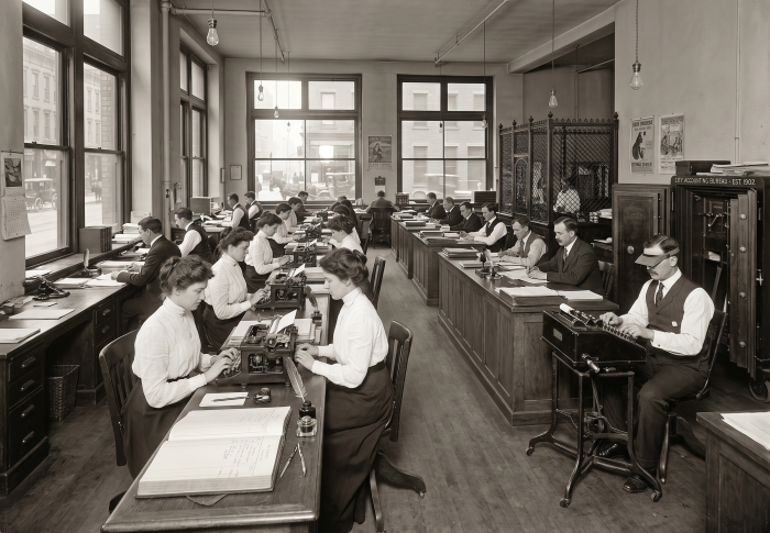 ¡El invento de la oficina! Así era el trabajo a principios del siglo XX