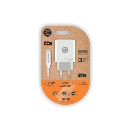 TEC2263 CARGADOR TECHONE DOBLE + CABLE USB-C-USB