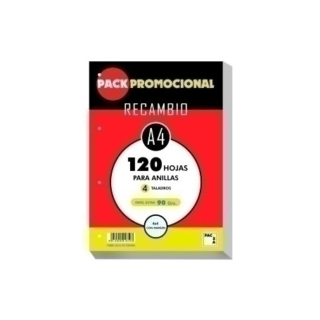 21810 RECAMBIO PACSA A4 120h 90g 4 TAL. CD.4
