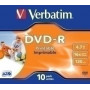 43521 DVD -R VERBATIM 4.7GB 16x JEWEL C/10