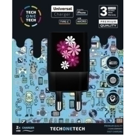 COMPRAR CARGADOR TECHONE DOBLE PARED BLACK FOWER
