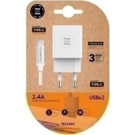 COMPRAR CARGADOR TECHONE DOBLE + CABLE USB-USB-C
