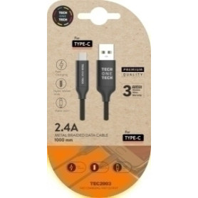 COMPRAR CABLE TECHONE USB-C-USB-A NEGRO 1 m.