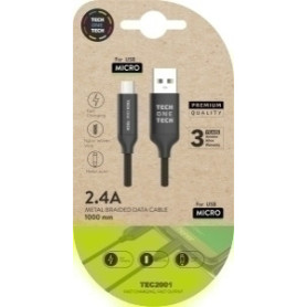 COMPRAR CABLE TECHONE USB-MICRO-USB NEGRO 1 m.