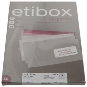 COMPRAR ETIQUETAS ADH.IMPR. ETIBOX A4 BLANCA CAJ
