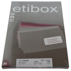 COMPRAR ETIQUETAS ADH.IMPR. ETIBOX A4 BLANCA CAJ