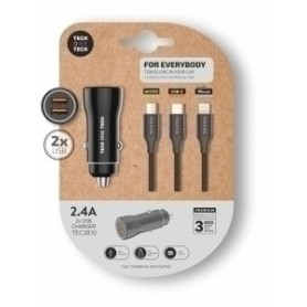 COMPRAR CARGADOR TECHONE DOBLE MECHERO NEGRO