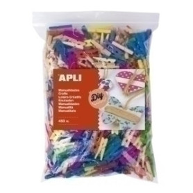 COMPRAR PINZAS APLI MADERA COLORES B/450
