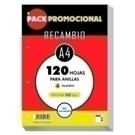 COMPRAR RECAMBIO PACSA A4 120h 90g 4 TAL. CD.4