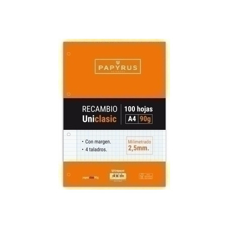 COMPRAR RECAMBIO PAPYRUS A4 100h 4 TAL.MM C/M