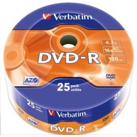 DVD DVD -R VERBATIM 4.7GB 16x SPINDLE 25 ADVANCED AZO (Incluye Canon LPI de 5.25 ) 10402068  51929E