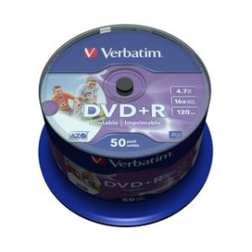 DVD DVD +R VERBATIM 4.7GB 16x SPINDLE 50 IMPRIMIBLE INKJET ADVANCED AZO (Incluye Canon LPI de 10.50 ) 10417141  07294030