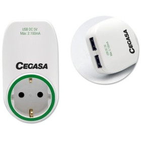 Alimentación ENCHUFE ADAPTADOR CEGASA SCHUKO + 2 USB 10402943  2601E24