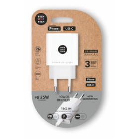 Alimentación CARGADOR TECH-ONE-TECH PARED BLANCO USB-C 3.0 ULTRARRAPIDO 20W 10401929  10360525