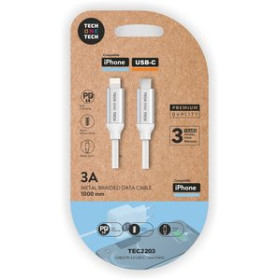 Cables de datos CABLE TECH-ONE-TECH USB-C-LIGHTNING ALTO RENDIMIENTO 3A BLANCO 1 m. 10401927  10360517
