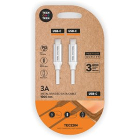 Cables de datos CABLE TECH-ONE-TECH USB-C-USB-C ALTO RENDIMIENTO 3A BLANCO 1 m. 10403783  10360