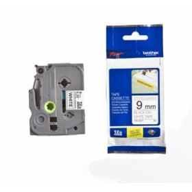 Cintas de rotular CINTA de ROTULAR BROTHER LAMINADA SUPER ADHESIVA 8m 9mm NEGRO sobre BLANCO 41101170  T617300