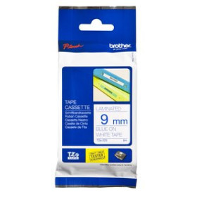 Cintas de rotular CINTA de ROTULAR BROTHER LAMINADA 8m  9mm AZUL sobre BLANCO 41101337  T693300