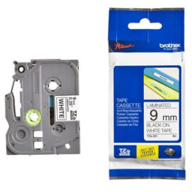 Cintas de rotular CINTA de ROTULAR BROTHER LAMINADA 8m  9mm NEGRO sobre BLANCO 41101228  T701240
