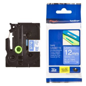 Cintas de rotular CINTA de ROTULAR BROTHER LAMINADA 8m 12mm BLANCO sobre AZUL 41101388  T804D00