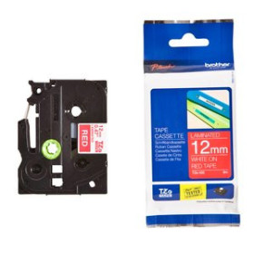 Cintas de rotular CINTA de ROTULAR BROTHER LAMINADA 8m 12mm BLANCO sobre ROJO 41101378  T804200