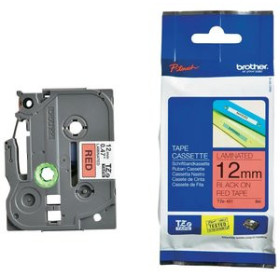 Cintas de rotular CINTA de ROTULAR BROTHER LAMINADA 8m 12mm NEGRO sobre ROJO 41101383  T804700