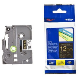 Cintas de rotular CINTA de ROTULAR BROTHER LAMINADA 8m 12mm ORO sobre NEGRO 41001319  CN049AE