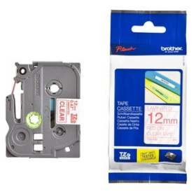 Cintas de rotular CINTA de ROTULAR BROTHER LAMINADA 8m 12mm ROJO sobre TRANSPARENTE 41001162  CN622AE