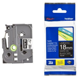 Cintas de rotular CINTA de ROTULAR BROTHER LAMINADA 8m 18mm BLANCO sobre NEGRO 41001156  CN623AE