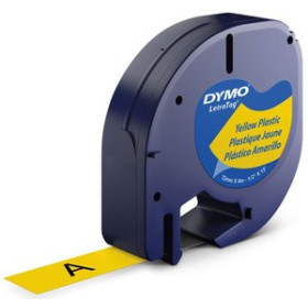 Cintas de rotular CINTA de ROTULAR DYMO LETRATAG PLASTICO 4m 12mm NEGRO sobre AMARILLO (91202) 41001189  C6602A