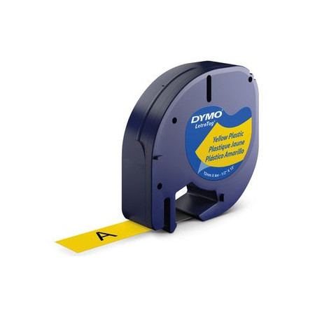 Cintas de rotular CINTA de ROTULAR DYMO LETRATAG PLASTICO 4m 12mm NEGRO sobre AMARILLO (91202) 41001189  C6602A