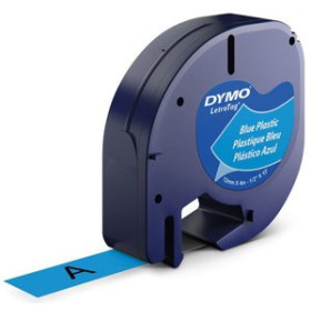 Cintas de rotular CINTA de ROTULAR DYMO LETRATAG PLASTICO 4m 12mm NEGRO sobre AZUL (91205) 41001357  C9464A