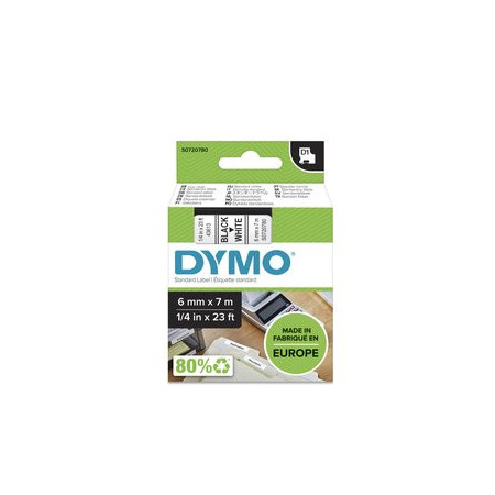 Cintas de rotular CINTA de ROTULAR DYMO LM D1 7m  6mm NEGRO sobre BLANCO (43613) 41001190  C9518A