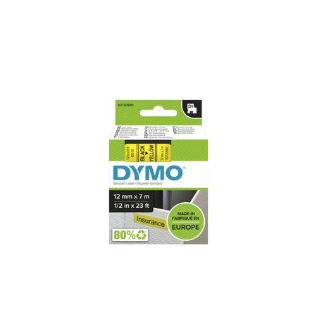 Cintas de rotular CINTA de ROTULAR DYMO LM D1 7m 12mm NEGRO sobre AMARILLO (45018) 41301052  14N1608E