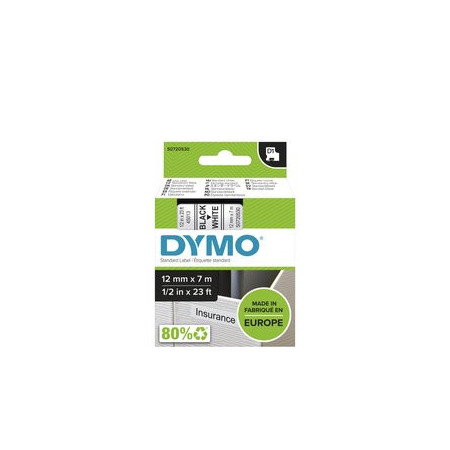 Cintas de rotular CINTA de ROTULAR DYMO LM D1 7m 12mm NEGRO sobre BLANCO 41301006  15MX120E