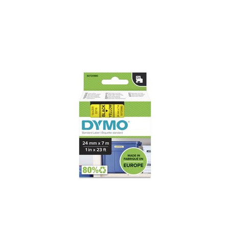Cintas de rotular CINTA de ROTULAR DYMO LM D1 7m 24mm NEGRO sobre AMARILLO (53718) 10701707  18784