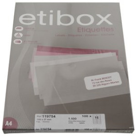 Etiquetas adhv. para impresora ETIQUETAS ADH.IMPR. A4 BLANCA CAJA 100h C.RECTOS 105x 37 mm 1.600 uds. 16001947  120404