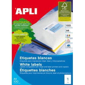 Etiquetas adhv. para impresora ETIQUETAS ADH.IMPR.APLI A3 BLANCA C.RECTOS CAJA 100h 297x420 mm 100 uds.(11352) 16001261  98024
