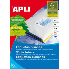 Etiquetas adhv. para impresora ETIQUETAS ADH.IMPR.APLI A4 BLANCA C.RECTOS CAJA 100h  97x67