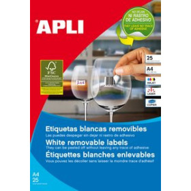 Etiquetas adhv. para impresora ETIQUETAS ADH.IMPR.APLI A4 BLANCA C.RECTOS REMOVIBLE CAJA 100h  48