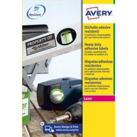 Etiquetas adhv. para impresora polyester ETIQUETAS ADH.IMPR.AVERY A4 POLYESTER PLATA C.ROMOS LASER CAJA 8h 45