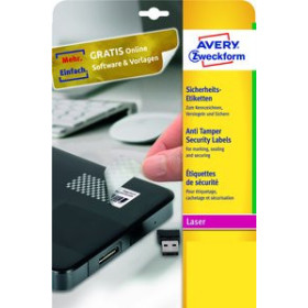 Etiquetas adhv. para impresora ETIQUETAS ADH.IMPR.AVERY A4 SEGURIDAD ANTIFRAUDE C.ROMOS LASER CAJA 20h 63