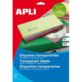 Etiquetas adhv. para impresora polyester ETIQUETAS ADH.IMPR.APLI A4 POLYESTER TRANSP.BRILLO INKJET BLISTER 10h  99