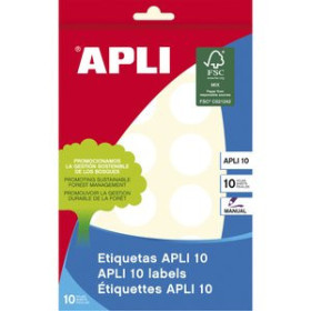 Etiquetas adhv. escritura manual ETIQUETAS ADH.MANUALES BOLSA APLI BLANCAS 10h REDONDAS Ø 25 mm 240 uds.(01629) 11901063  C5020D