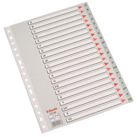 Índice alfabético PP y PVC INDICE ESSELTE PP ALFABETICO Fº 20 pestañas 16 taladros GRIS con IND.COL. 12601493  GY154C