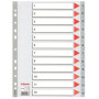 Índice numérico PP y PVC INDICE ESSELTE PP NUMERICO A4 pestañas 1-12 11 taladros GRIS con IND.COL. 10003509  C31200L048