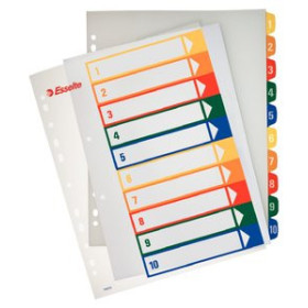 Índice numérico PP y PVC INDICE ESSELTE PP NUMERICO IMPRIMIBLE A4+ pestañas 1-10 11 taladros 10001481  C200005568
