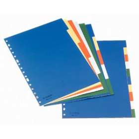 Separadores PP y PVC SEPARADORES ESSELTE PP A4  5 pestañas 11 taladros con IND.B/N 12601631  D80135