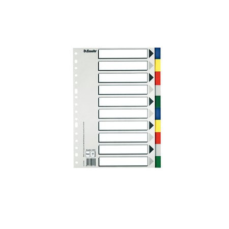 Separadores PP y PVC SEPARADORES ESSELTE PP Fº 10 pestañas 16 taladros con IND.B/N 12601501  F19111404